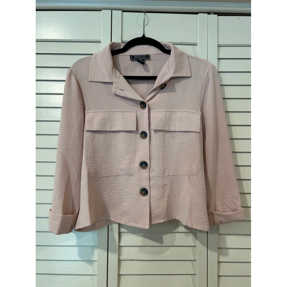 New York & Company Soft Pink Button Down Blouse Size M